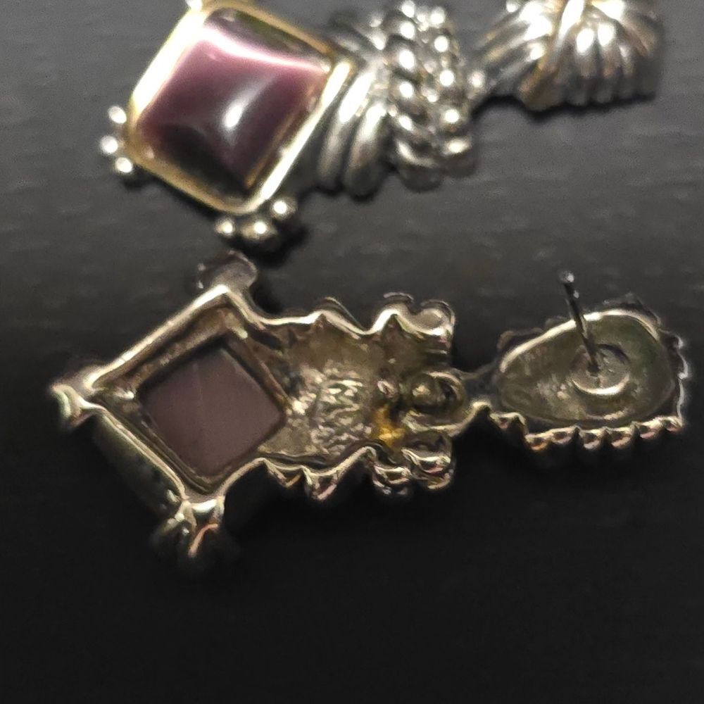 Elegant Silver and Purple Earrings - Picture 3 of 5